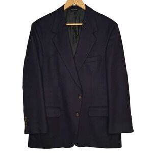 Gus Mayer 100%‎ Cashmere Blazer Size 46 Dark Blue Sport Coat Jacket 2 Button Vtg